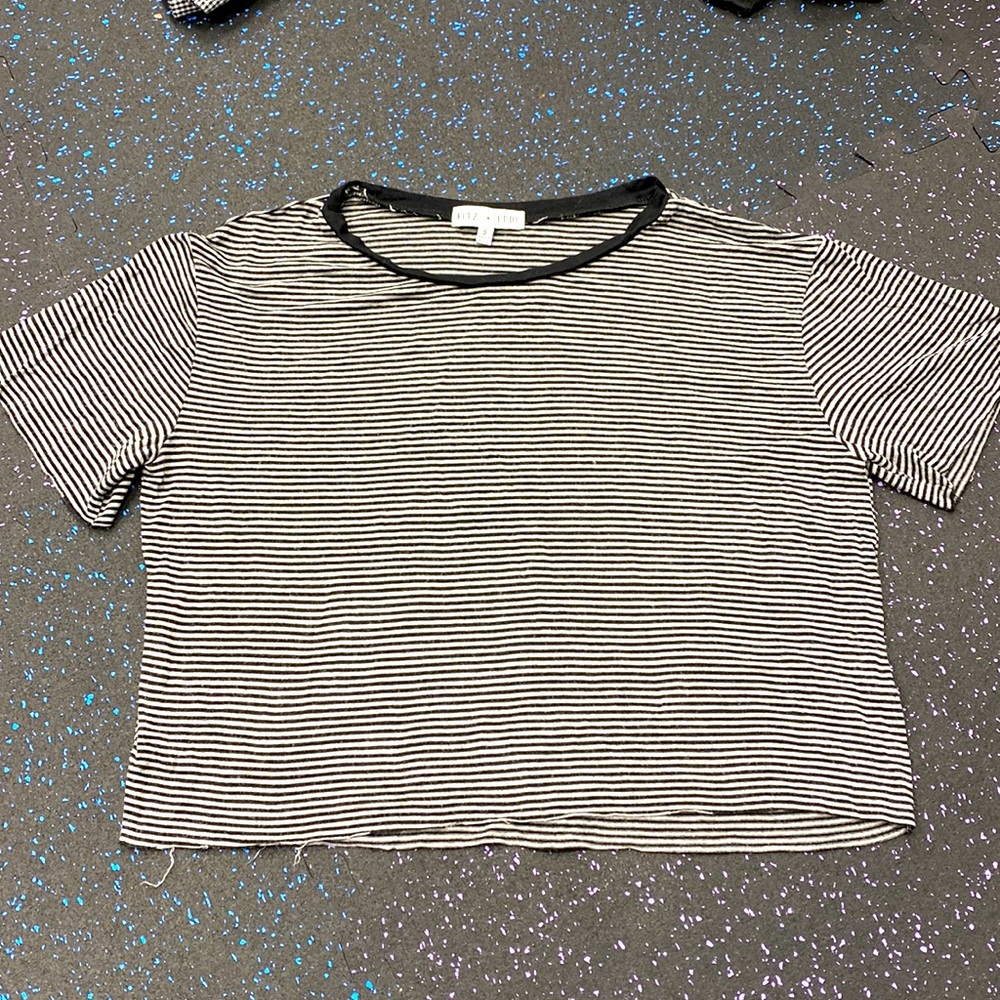Fitz Eddi stripy raw cropped edges top size S